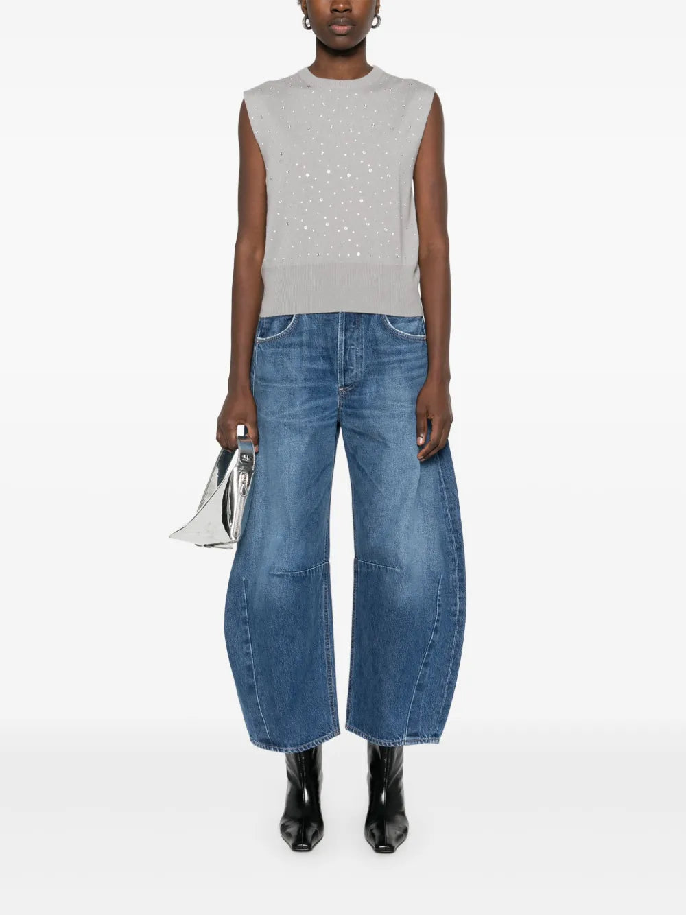 Crystal-embellished tank top