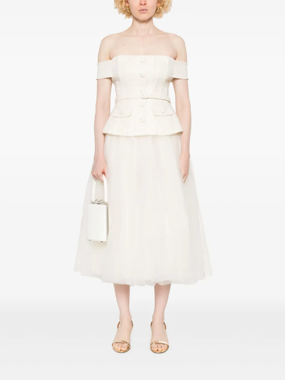Bouclé-Midikleid mit Tülleinsatz