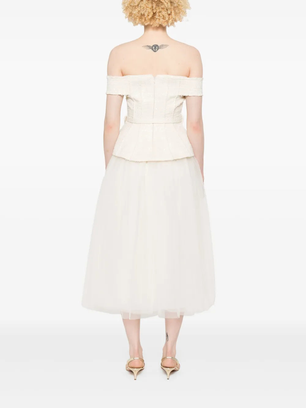 Bouclé-Midikleid mit Tülleinsatz
