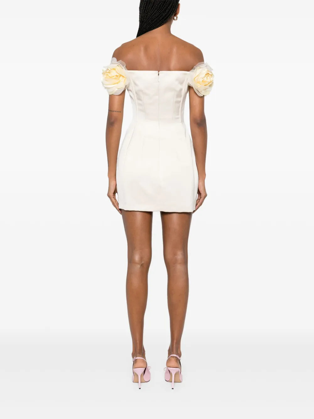 Mini dress with flower appliqué