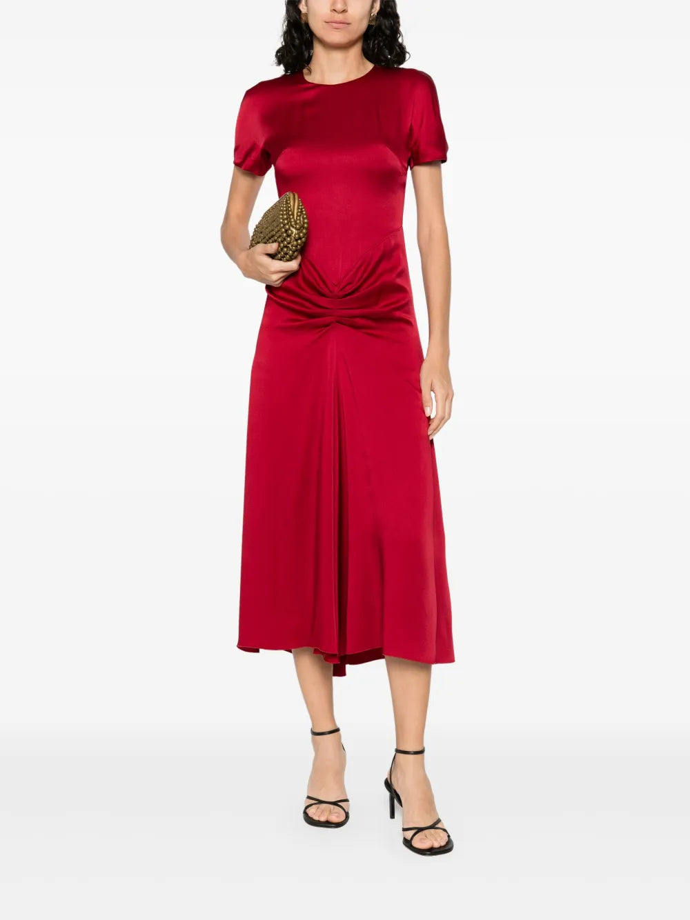 Drapiertes Midikleid aus Satin