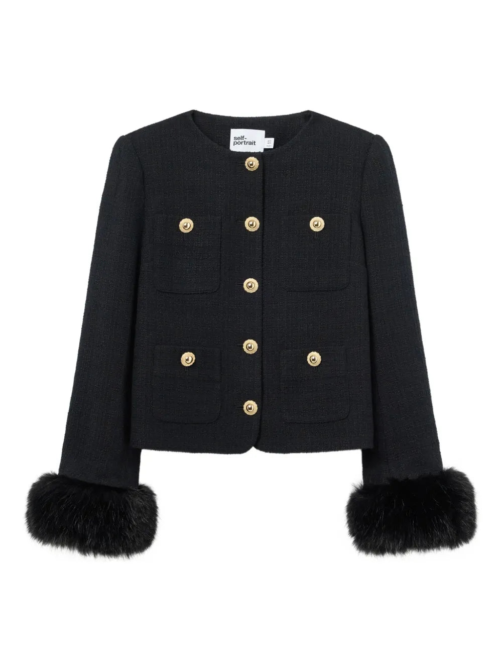 Jacke mit Kunstpelzmanschetten und Knöpfen