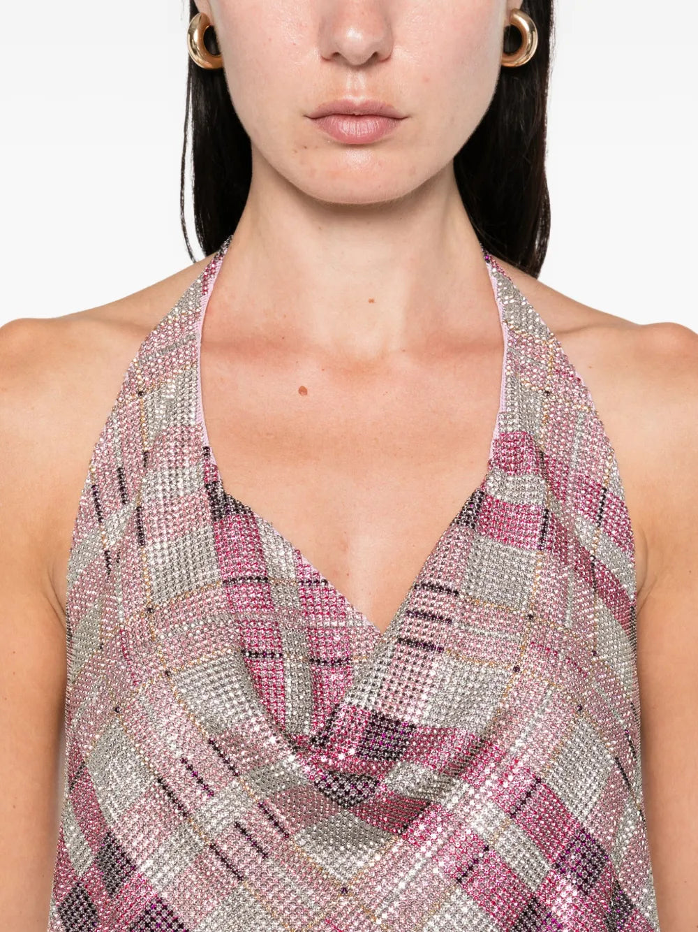 Neckholder-Top mit Kristallen