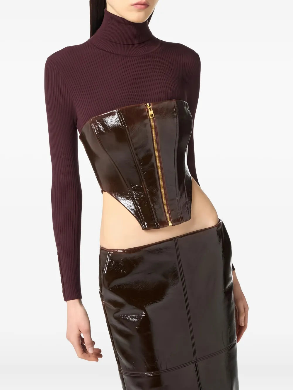 beschichtetes Bustier-Oberteil mit Reißverschluss