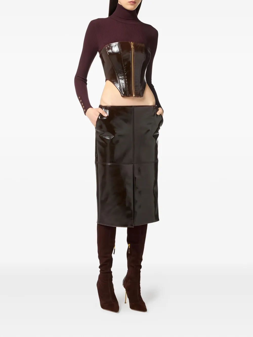 beschichtetes Bustier-Oberteil mit Reißverschluss