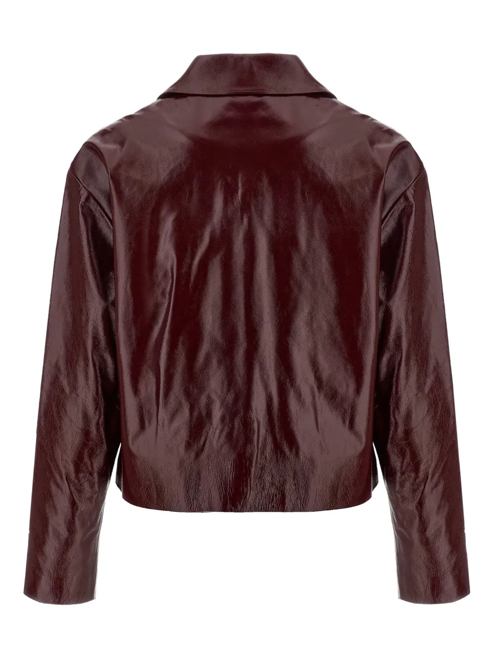 Cropped-Lederjacke mit Rundhalsausschnitt