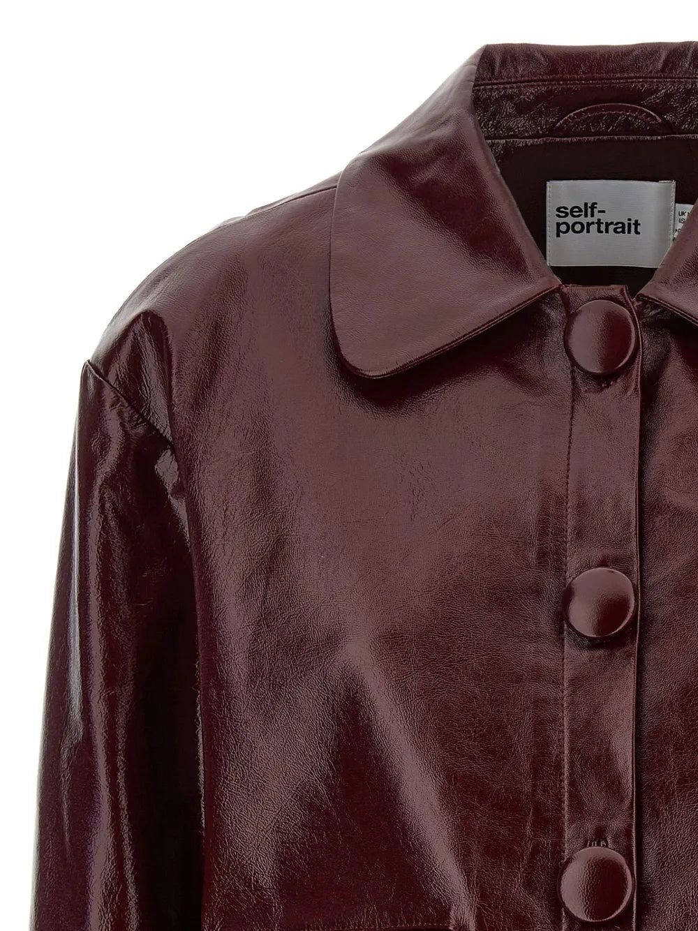 Cropped-Lederjacke mit Rundhalsausschnitt