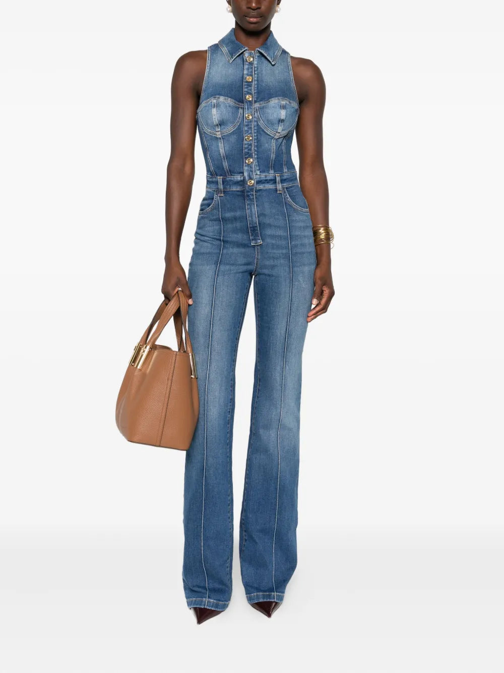Jeans-Jumpsuit mit Knopfverschluss