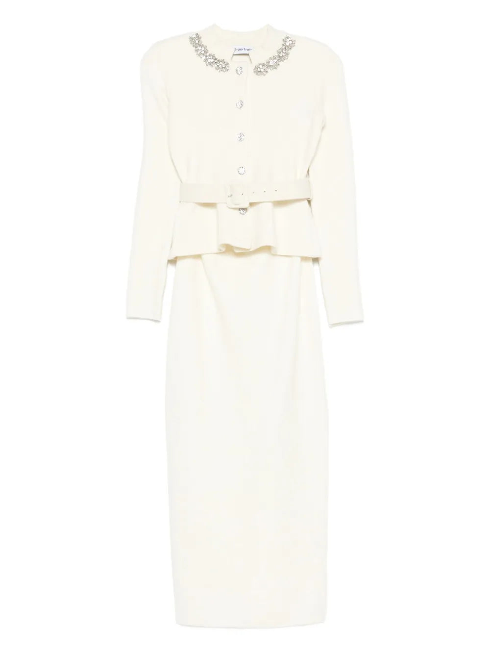 verziertes Midi-Kleid mit Gürtel