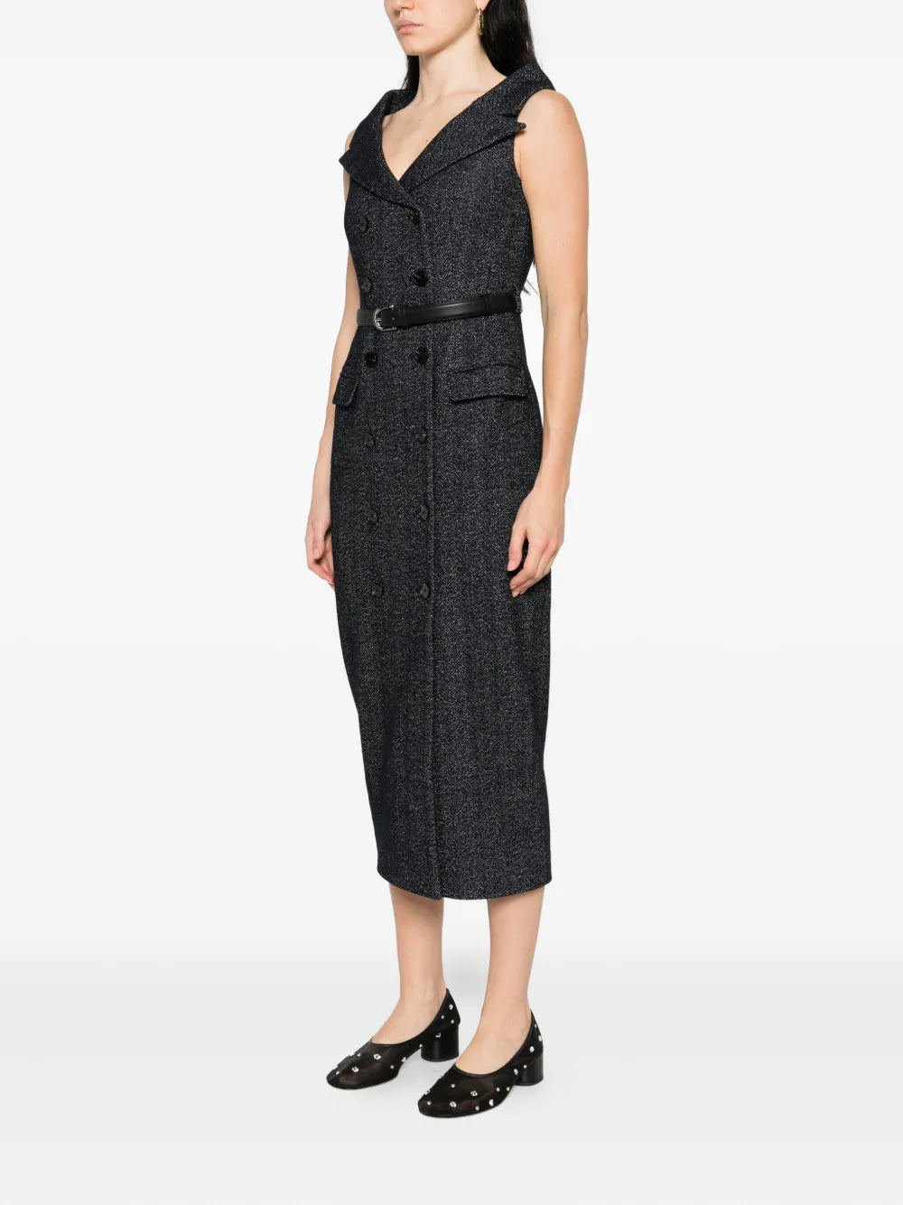 Double-breasted dress with belt
