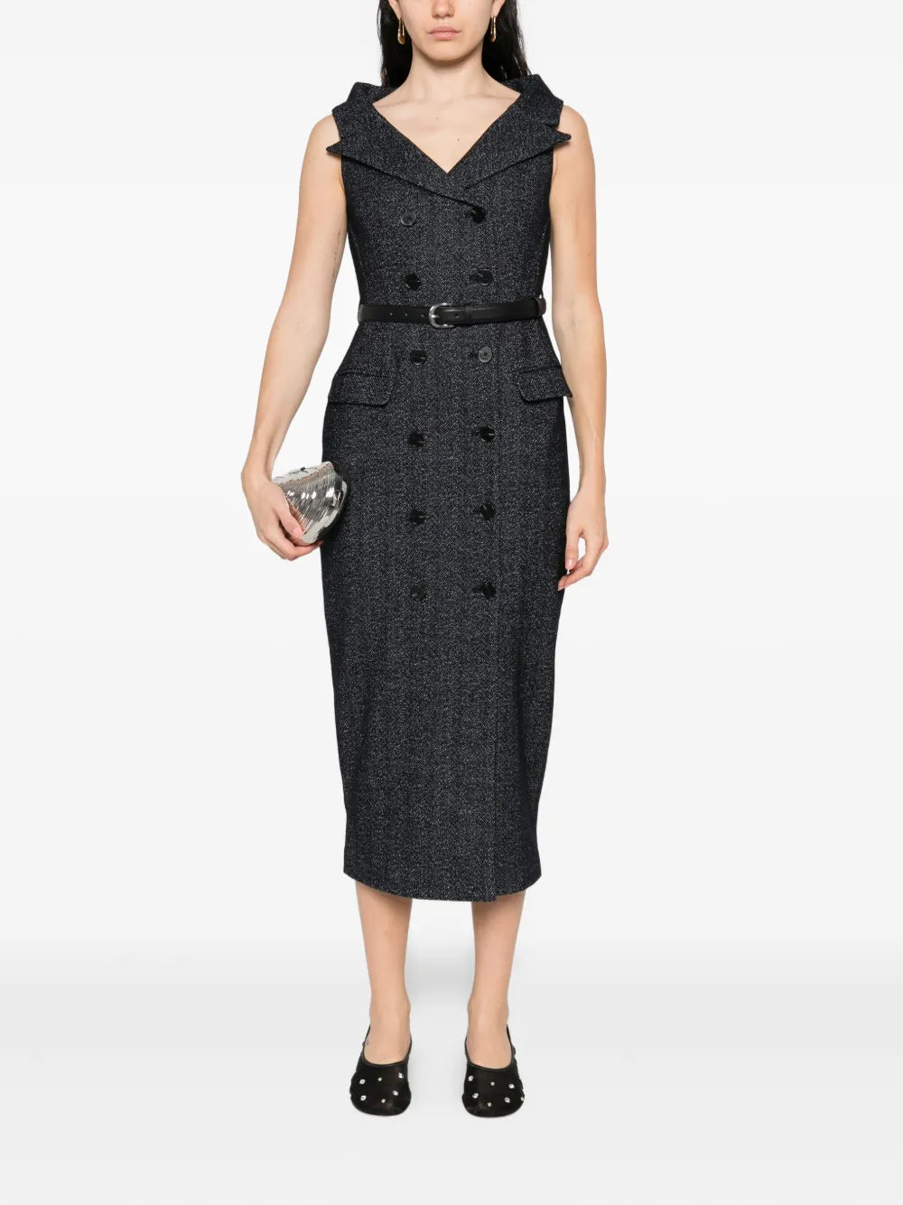 Double-breasted dress with belt