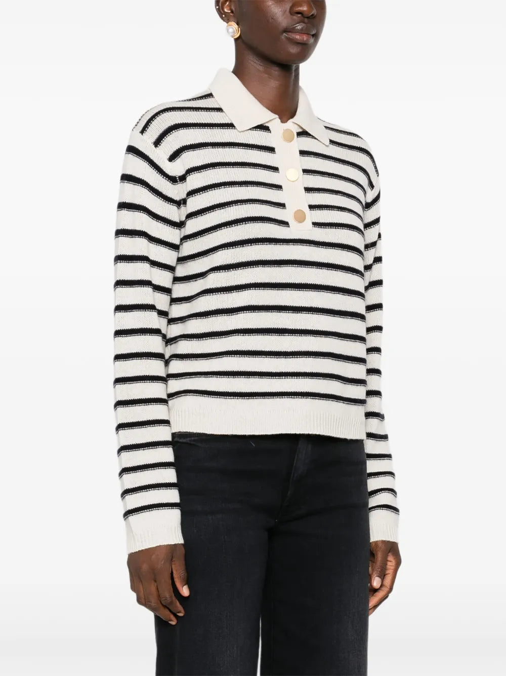 Striped polo sweater