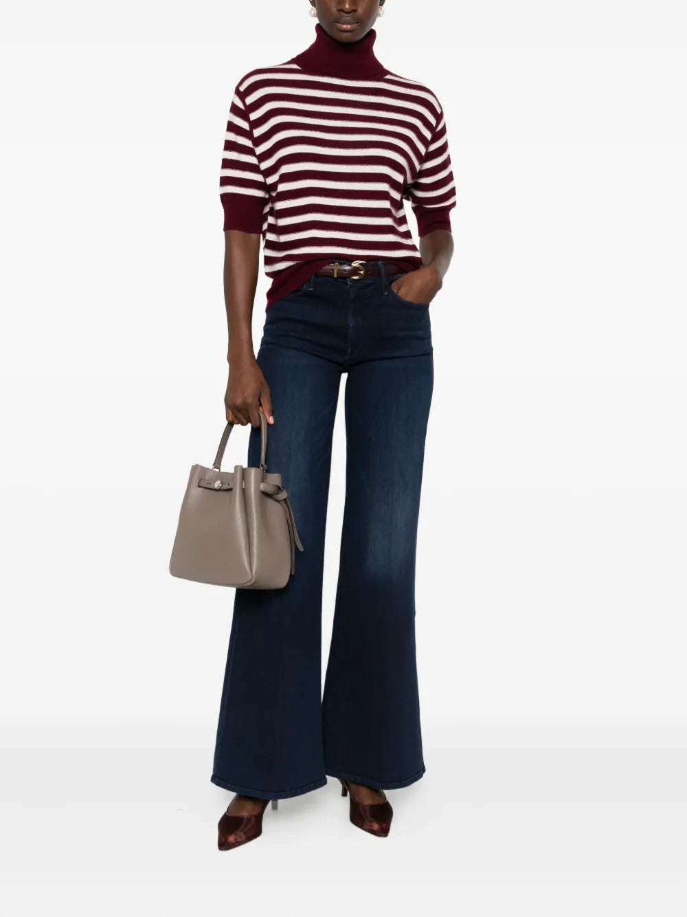 Striped turtleneck sweater