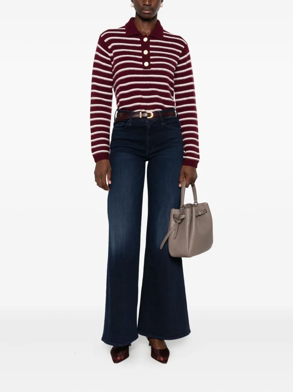 Striped polo sweater