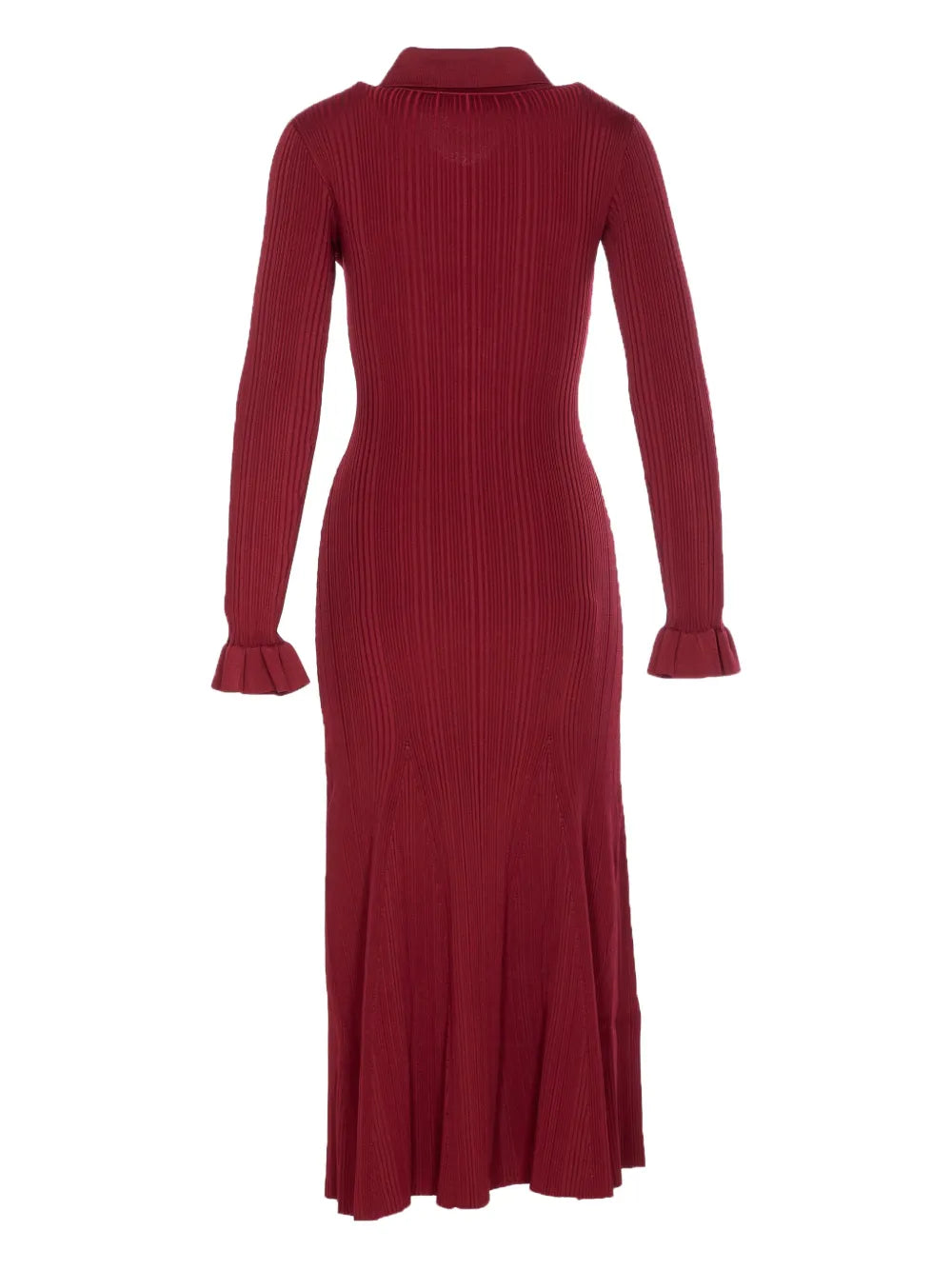 Geripptes Kleid mit Knopfleiste