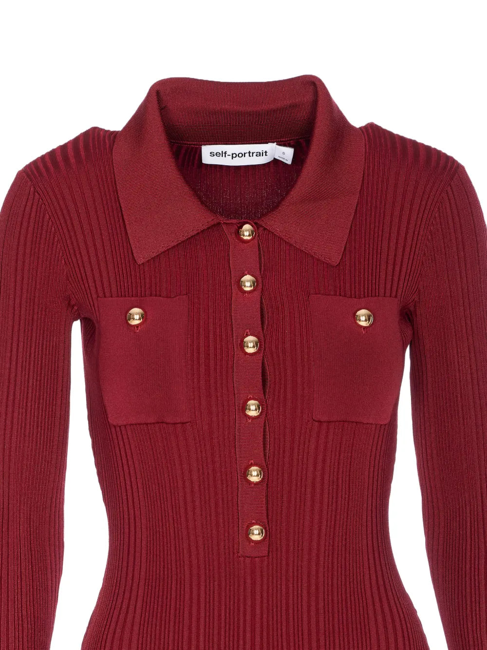 Geripptes Kleid mit Knopfleiste