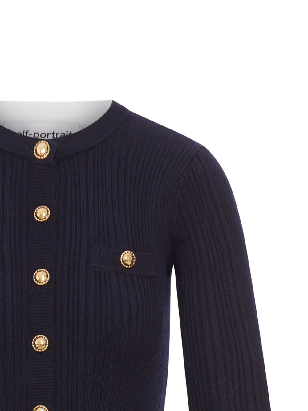 Geripptes Kleid mit Knopfleiste