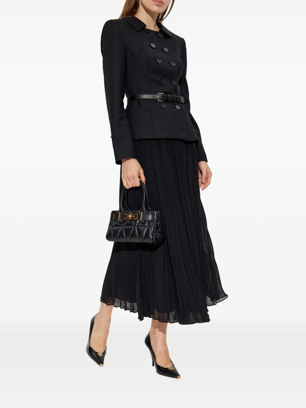 Zweireihiges Midikleid mit Gürtel