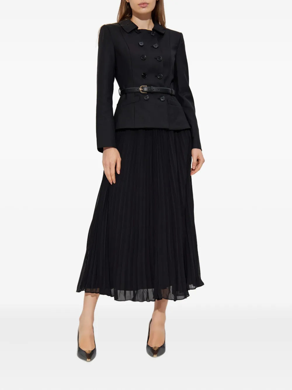 Zweireihiges Midikleid mit Gürtel