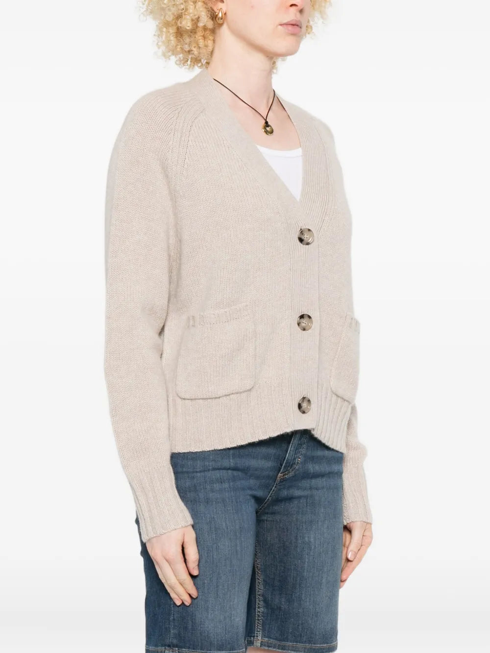 Buttoned cardigan with patch pockets