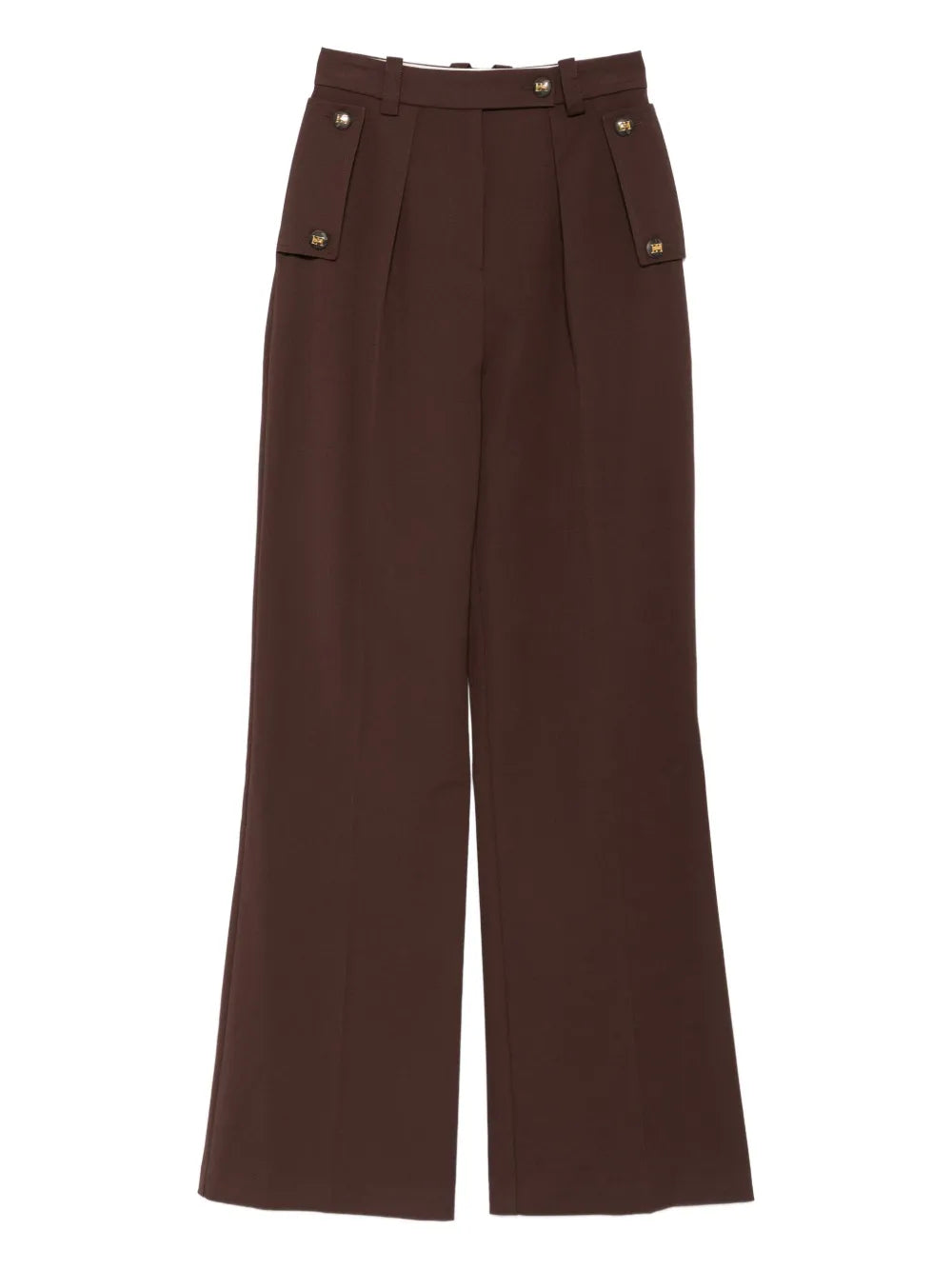 Bundfaltenhose mit Knopfdetail
