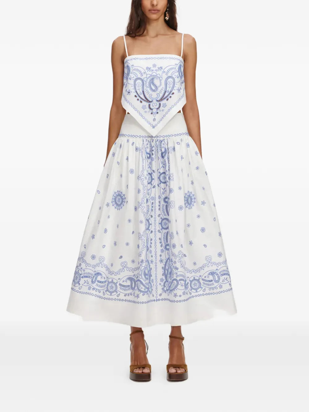 Maxi skirt with paisley embroidery