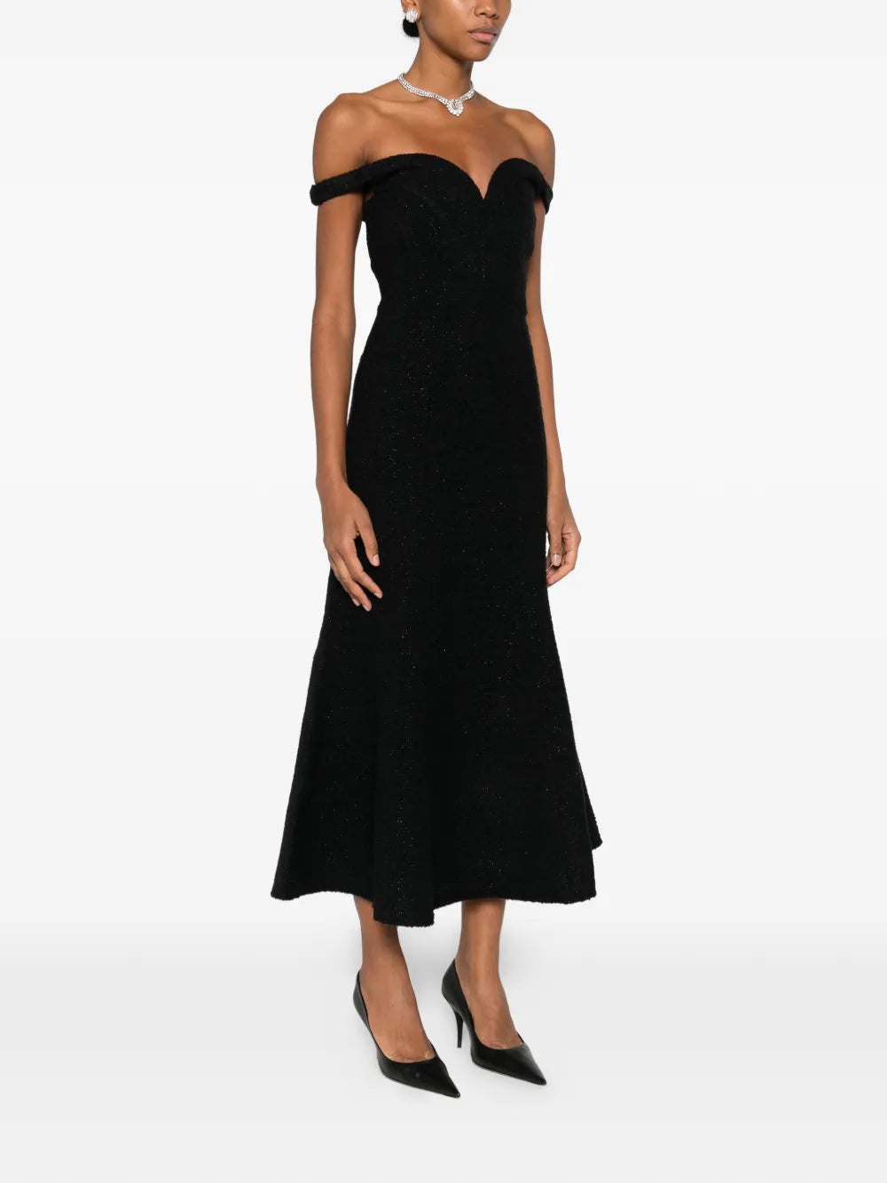 Schulterfreies Boucle-Midikleid