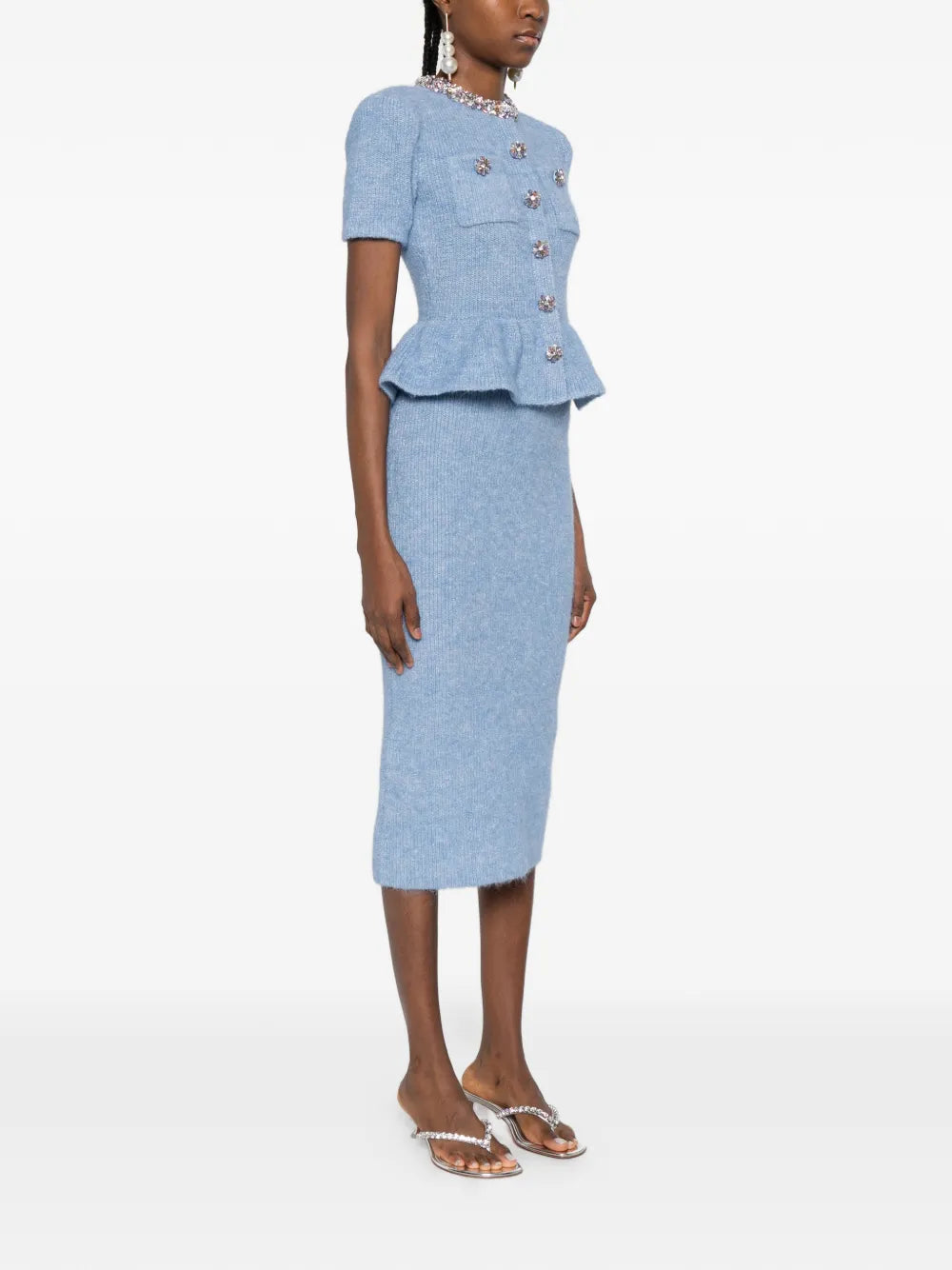 Midikleid mit Peplum-Taille