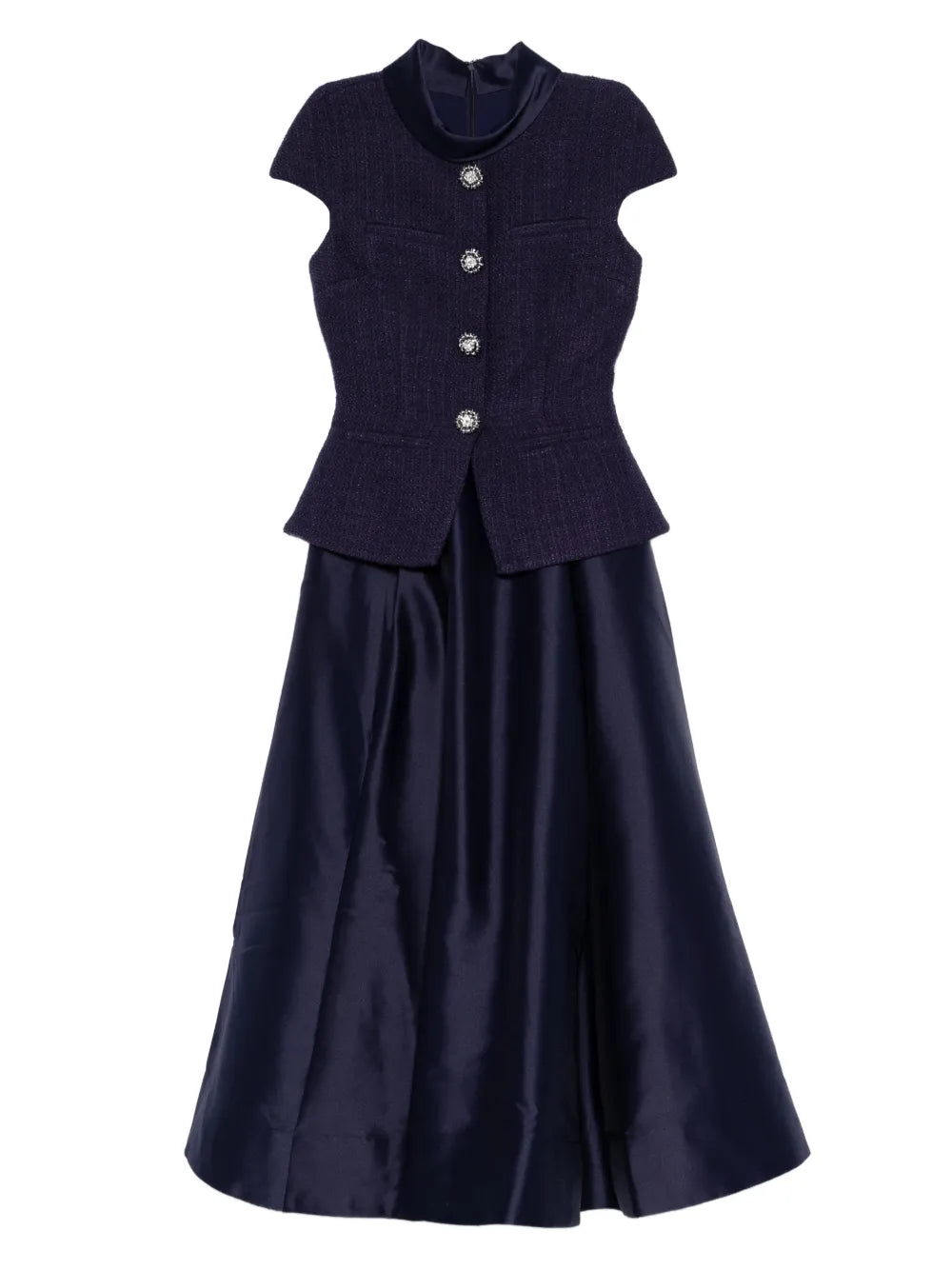 Classic mid-length dress with boucle effect