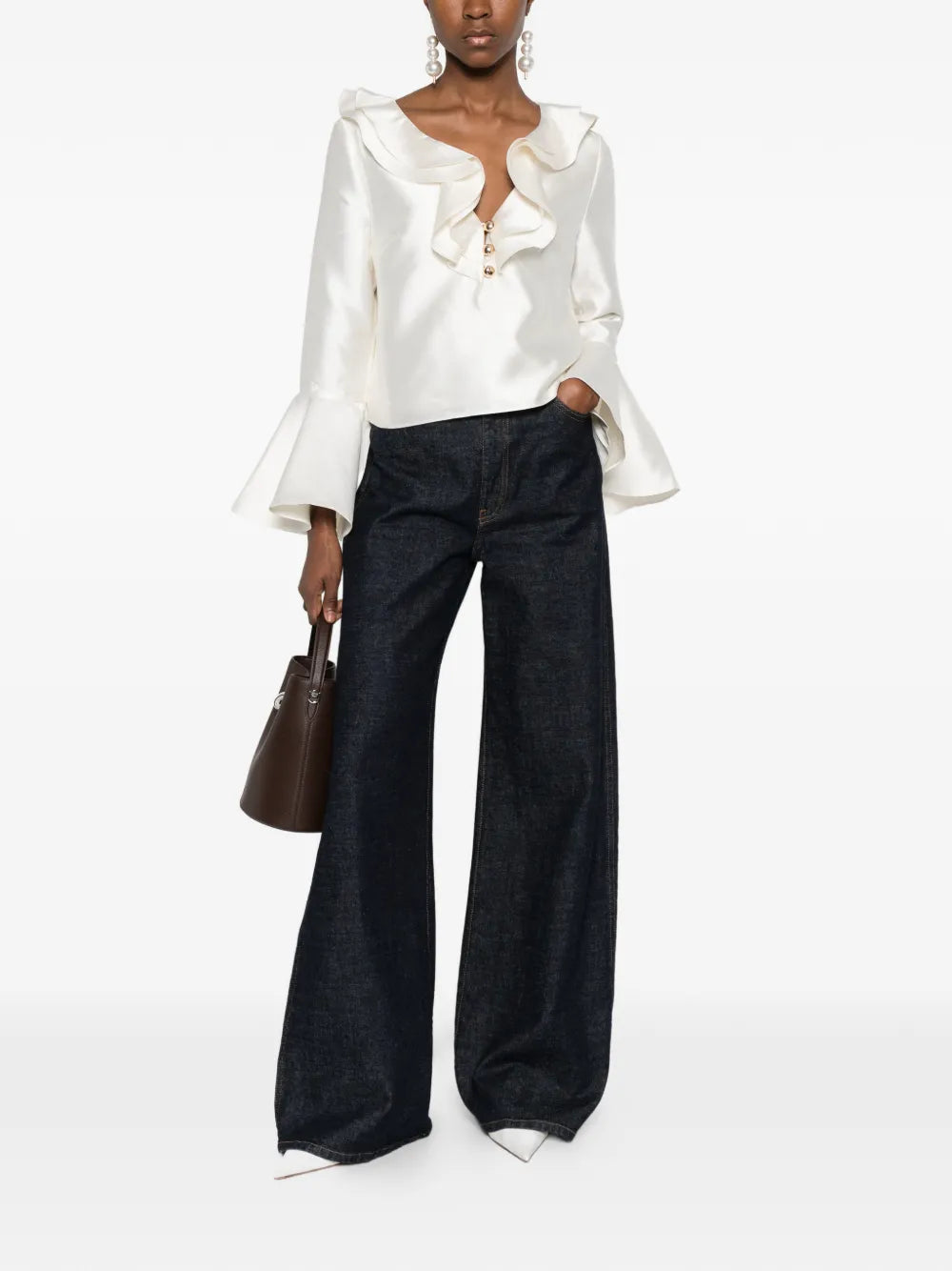 Gerüschte Taft-Bluse