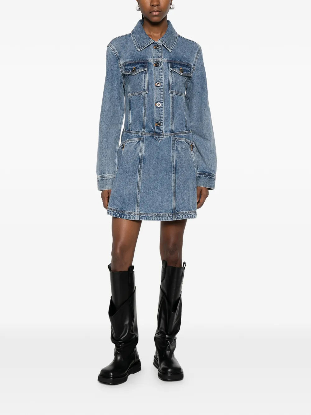 Dress with buttoned pocket