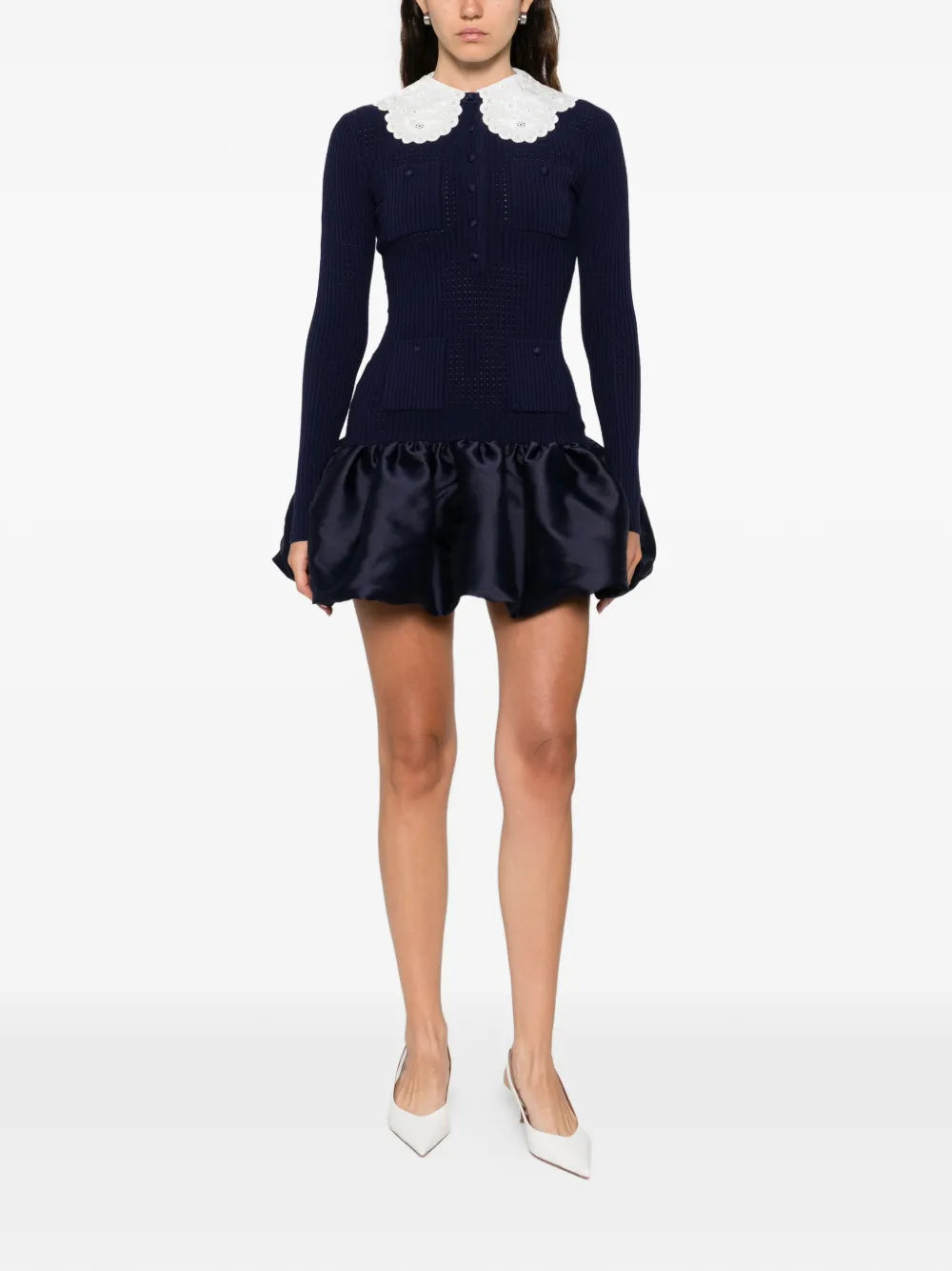 Minikleid mit gewelltem Kragen