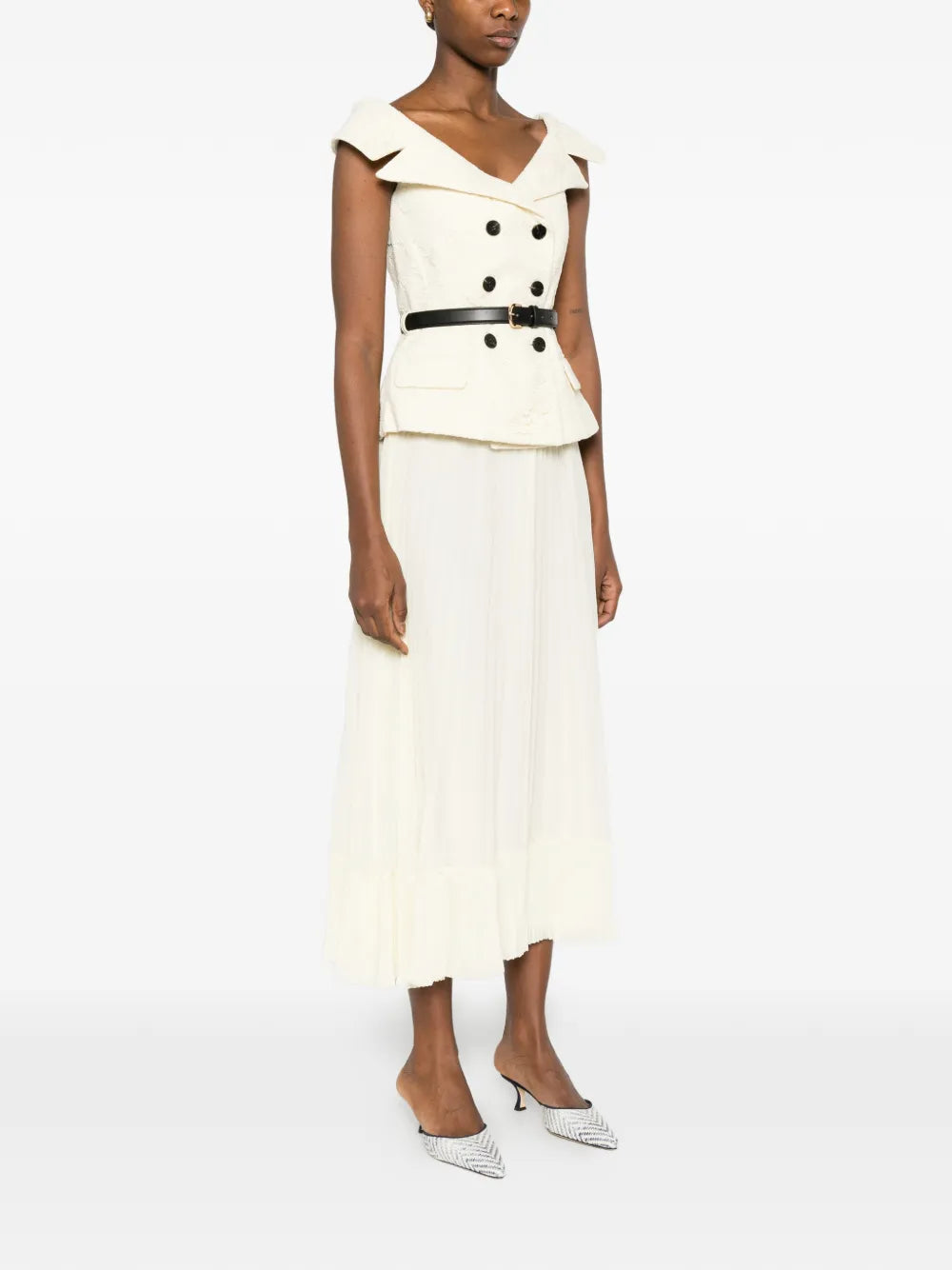 Chiffon midi dress with lace