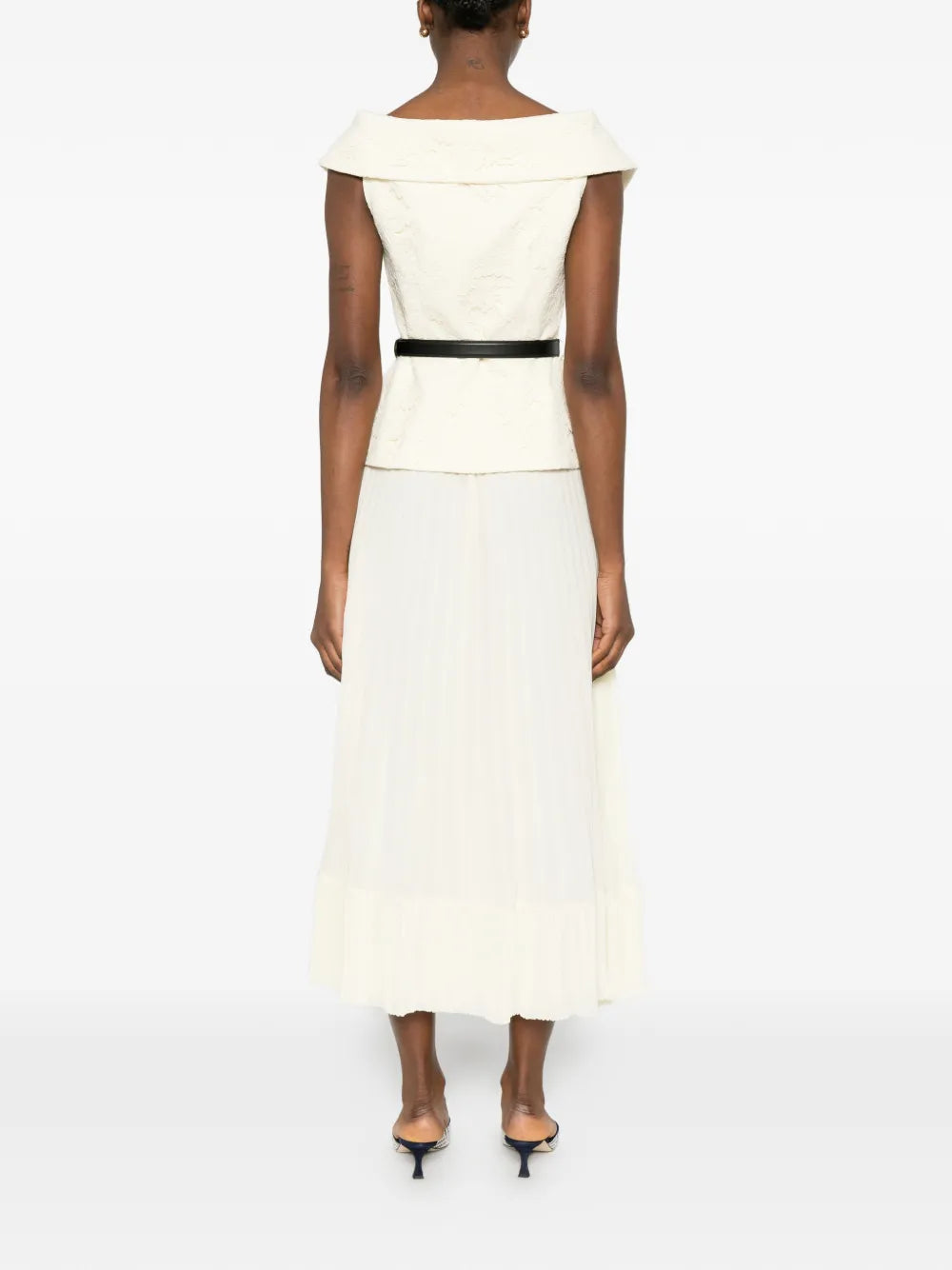 Chiffon midi dress with lace