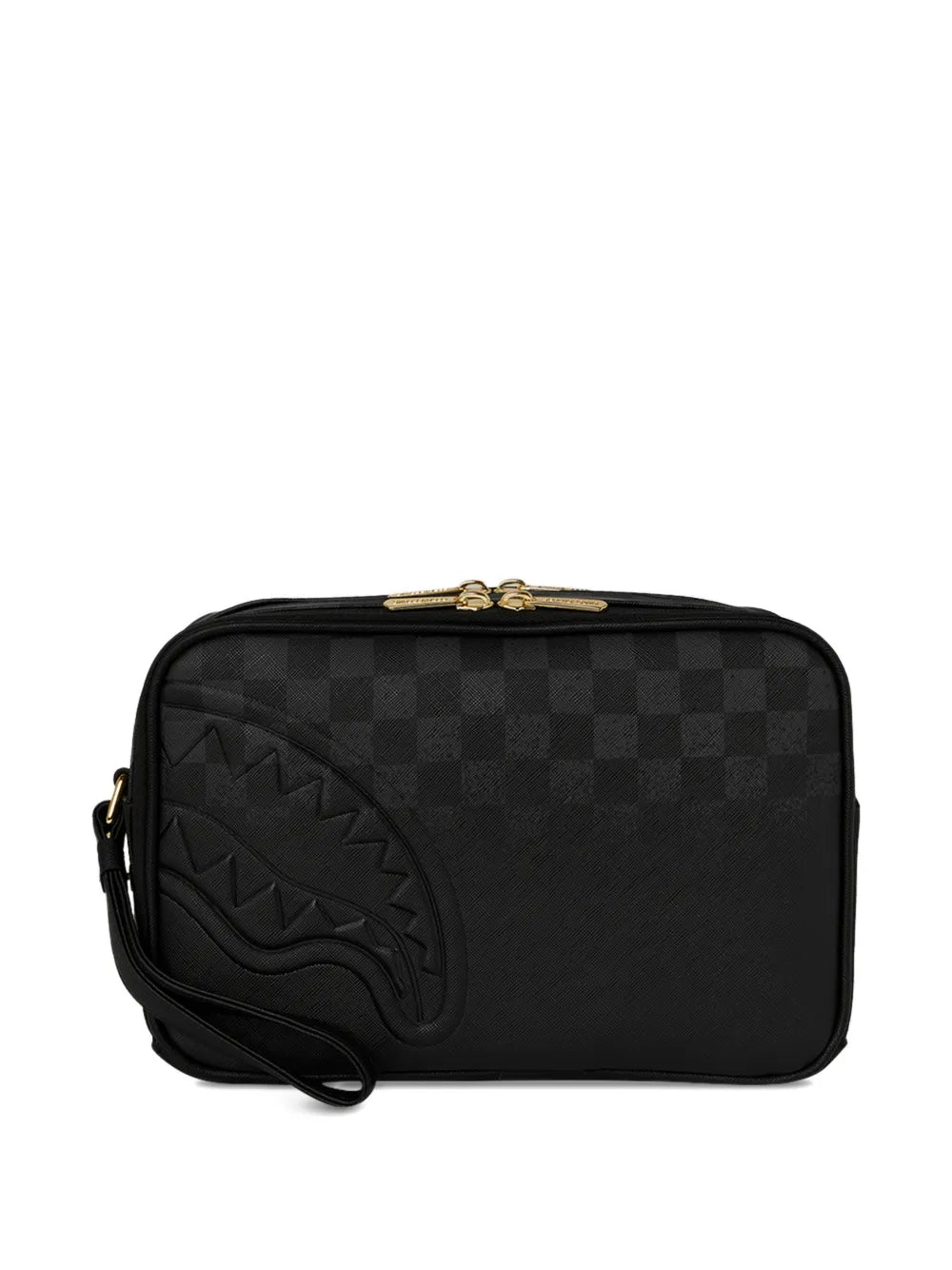 Spray toiletry bag with checkered pattern