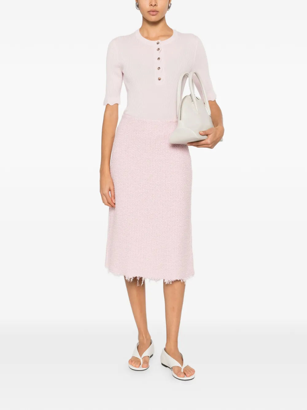 Geripptes Oberteil mit Knopfverschluss