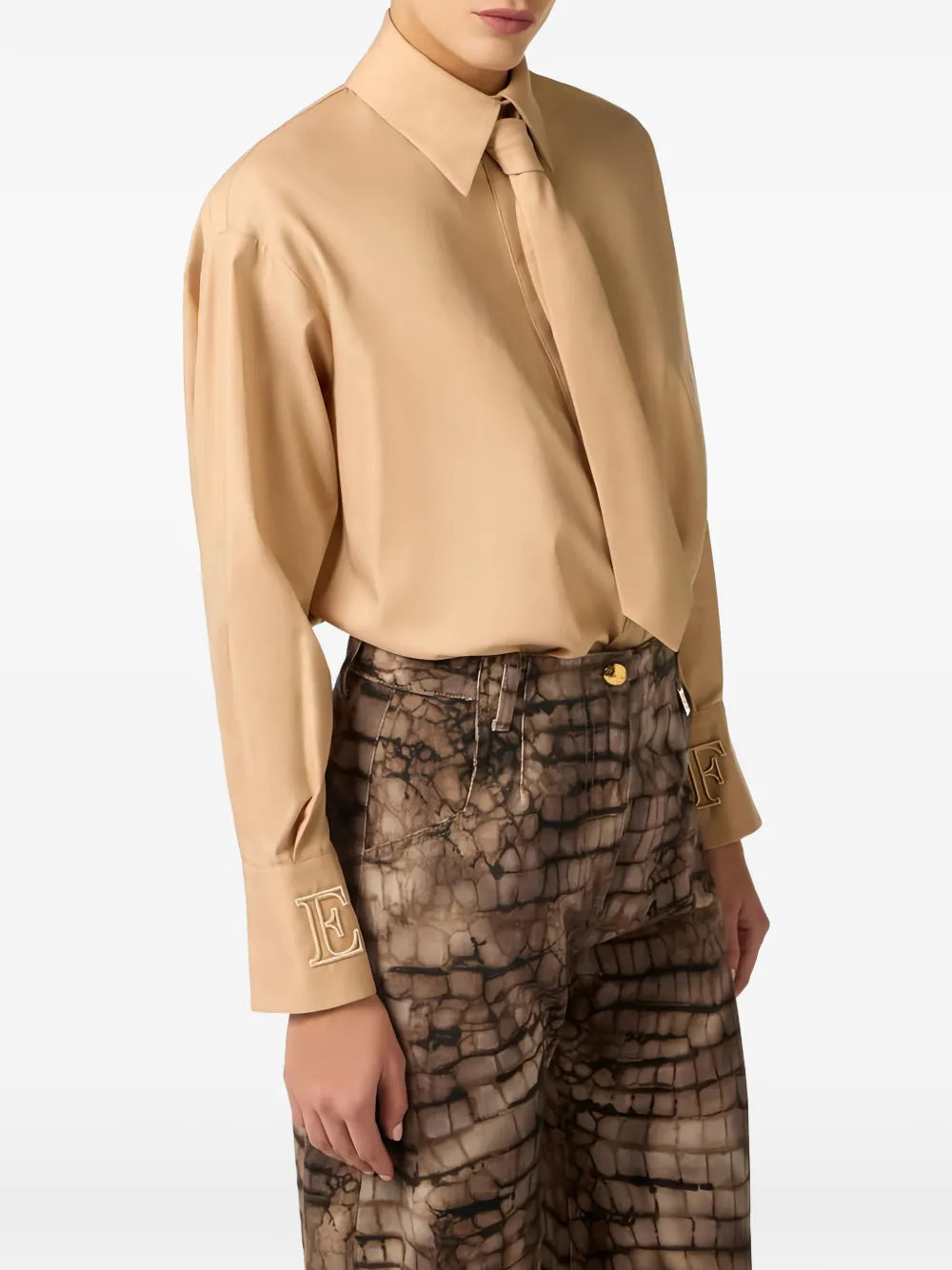 Shirt with knot detail and logo embroidery