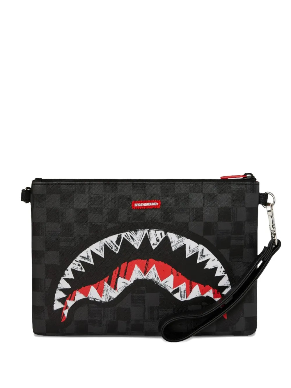 Clutch bag with checkered pattern and logo detail