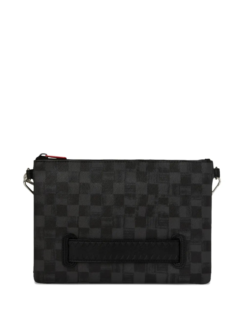 Clutch bag with checkered pattern and logo detail