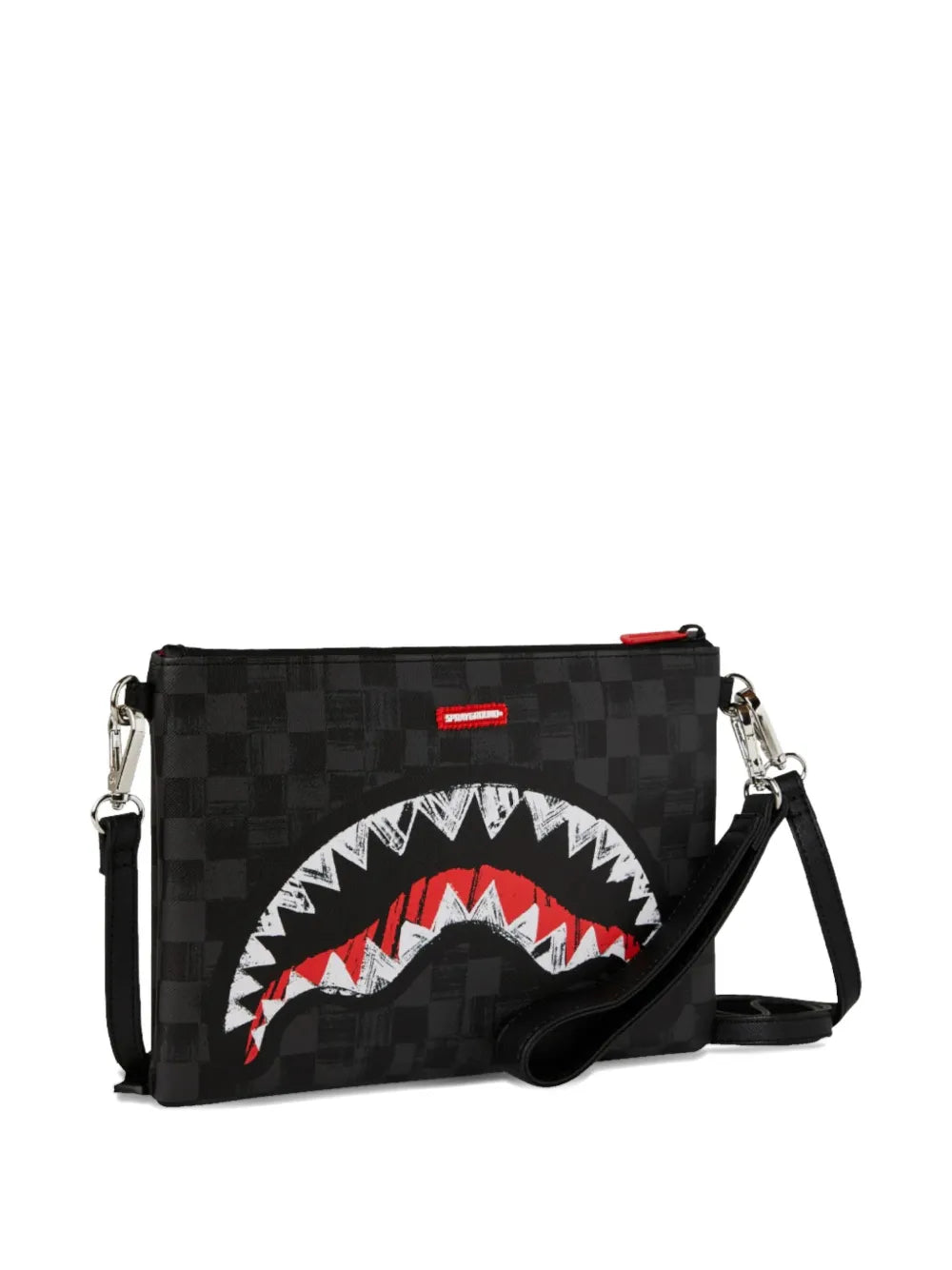 Clutch bag with checkered pattern and logo detail