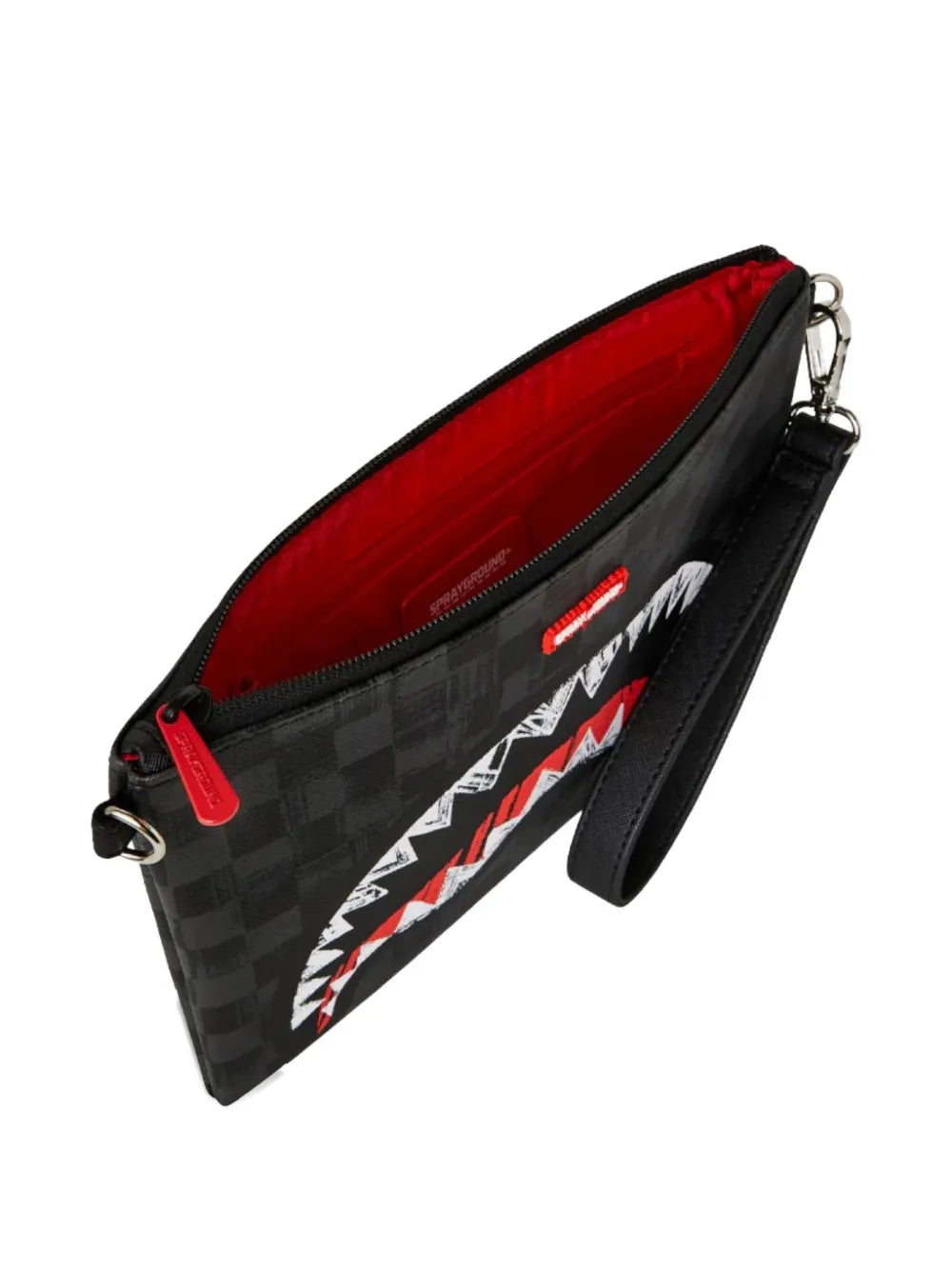 Clutch bag with checkered pattern and logo detail