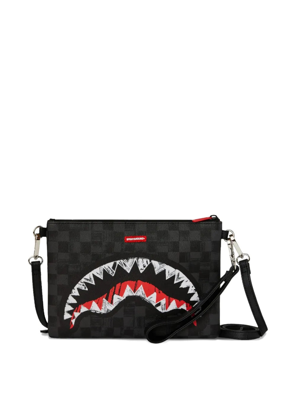 Clutch bag with checkered pattern and logo detail