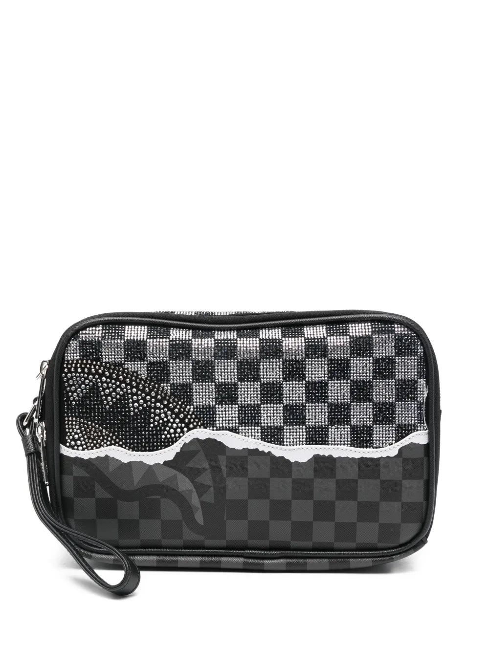 Toiletry bag with checkerboard pattern