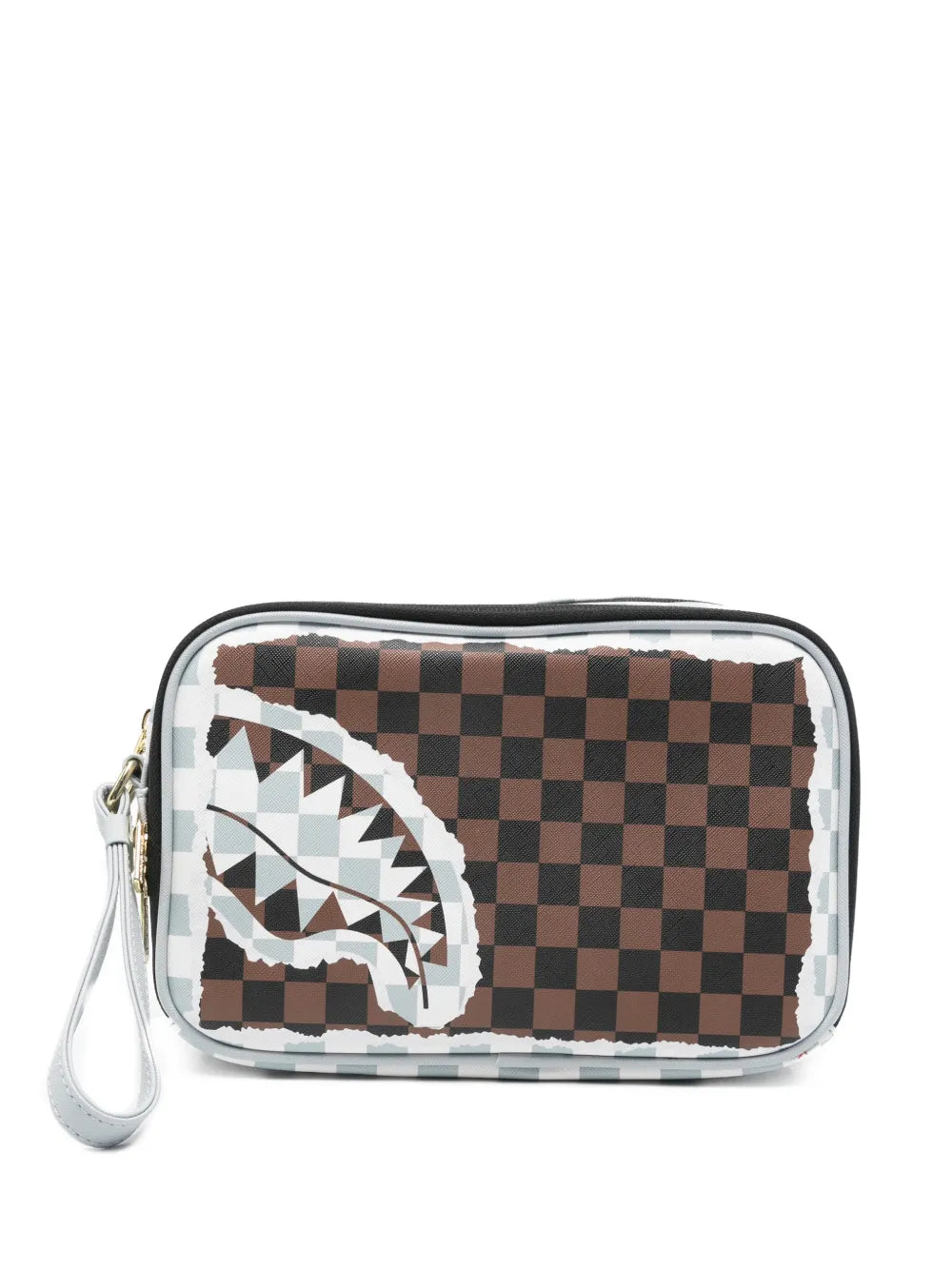 Toiletry bag with plaid pattern