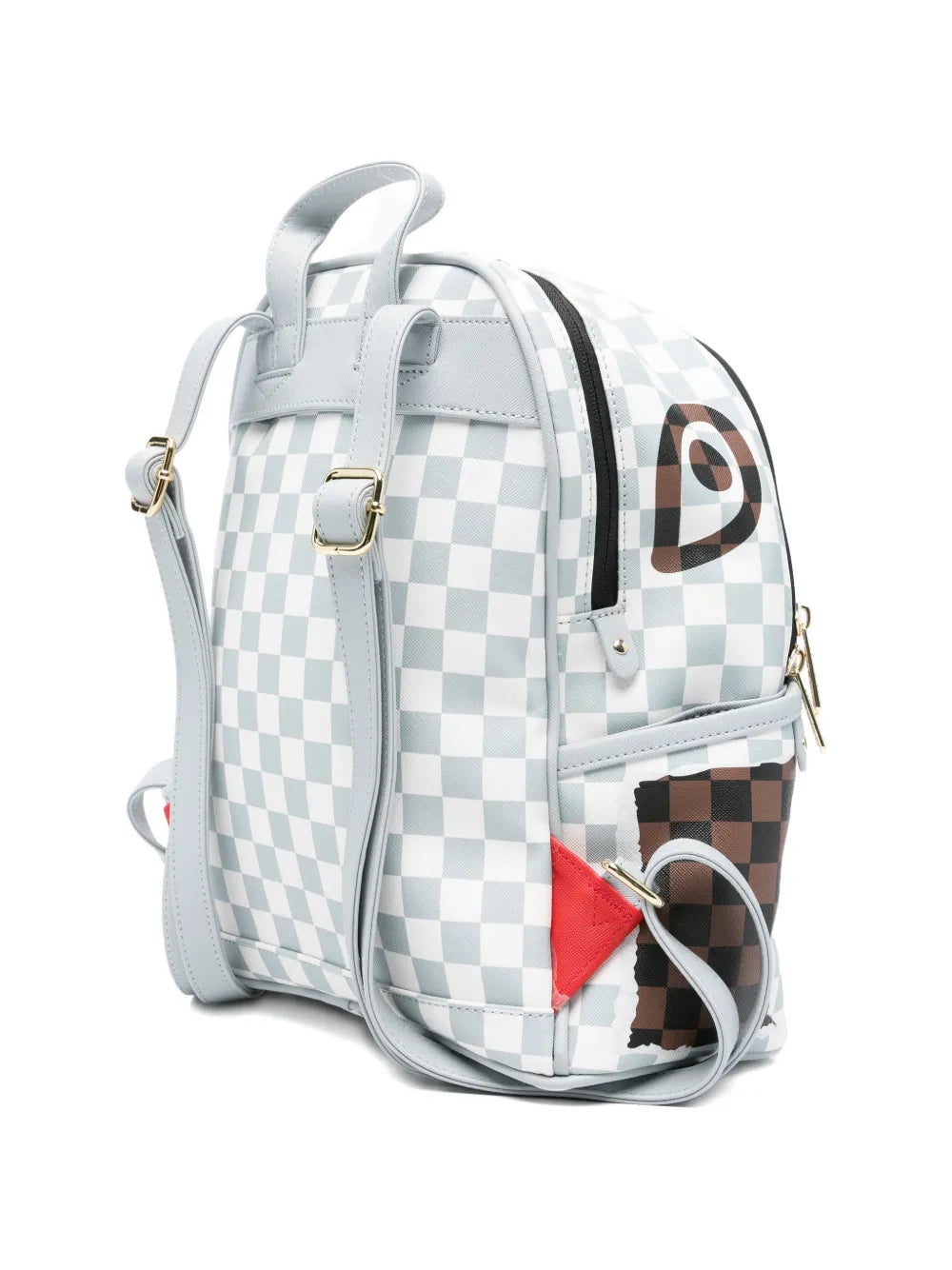 Backpack with checkerboard pattern
