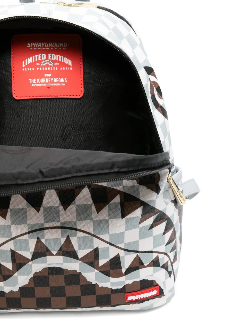 Backpack with checkerboard pattern