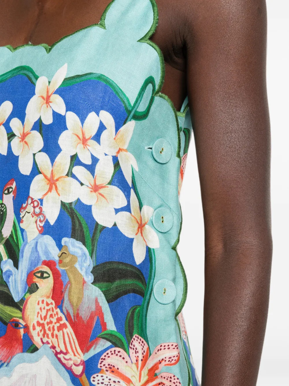 Minikleid mit gewelltem Saum und grafischem Print