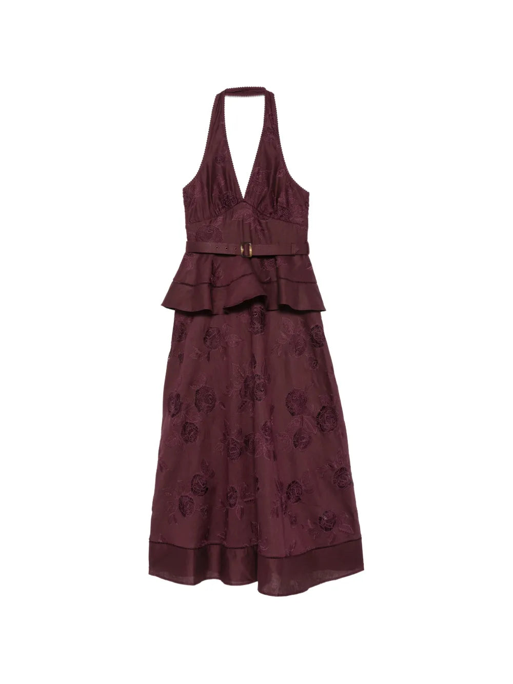 Midi-Kleid mit Blumenstickerei