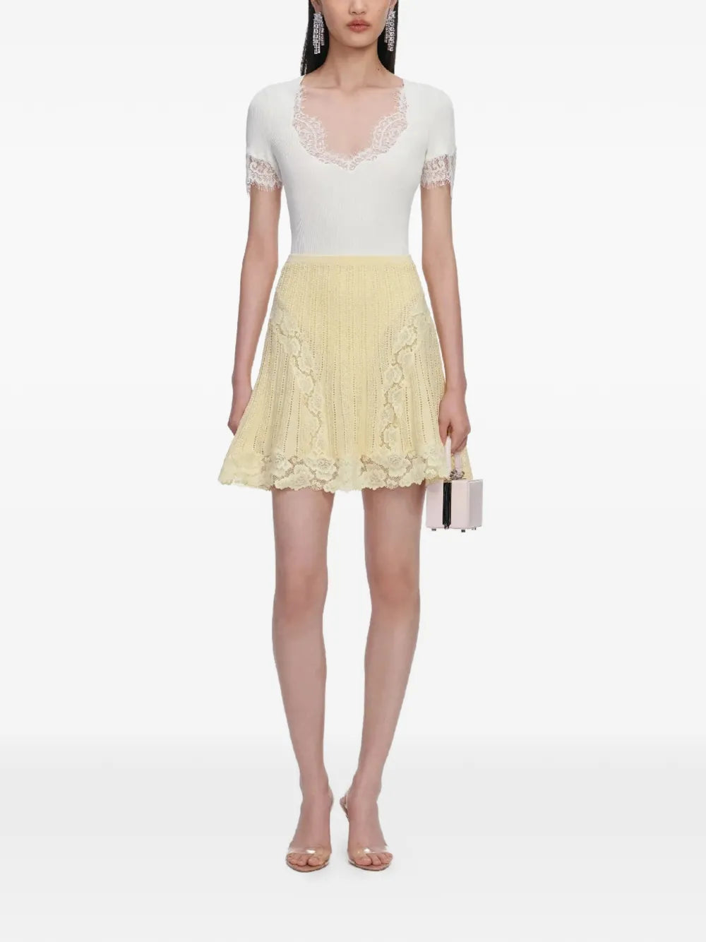 Midi skirt with lace hem