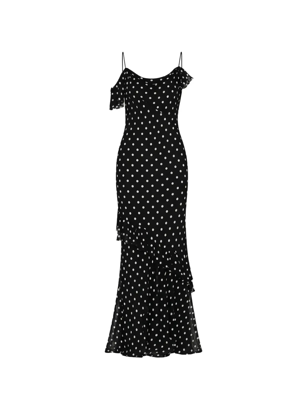 Georgette-Maxikleid mit Polka Dots